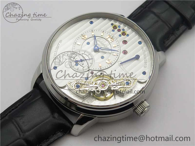 PanoInverse 42mm SS TZF Best Edition Silver White Dial on Black Leather Strap A23J FreshLook 6629