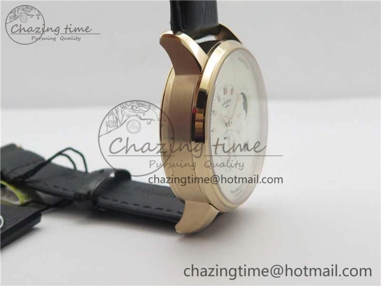 EyeCatching PanoMaticLunar RG TZF White Dial on Black Leather Strap A23J 4863