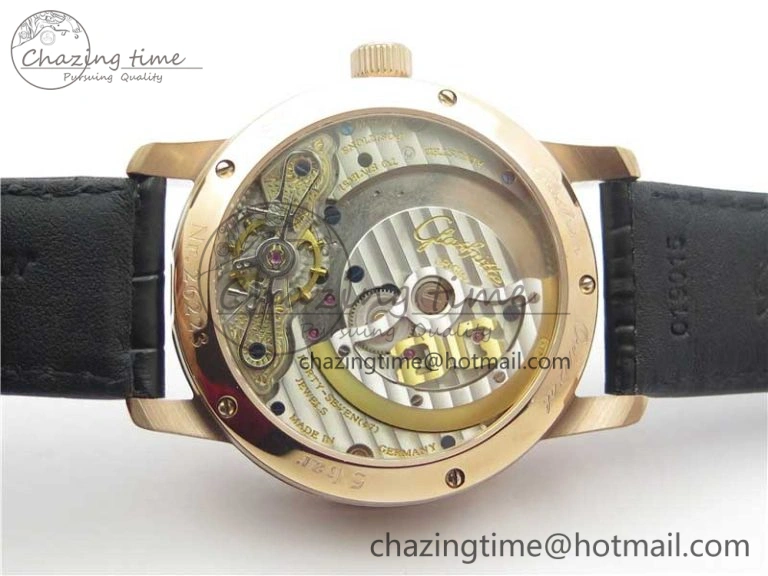 EyeCatching PanoMaticLunar RG TZF White Dial on Black Leather Strap A23J 4863