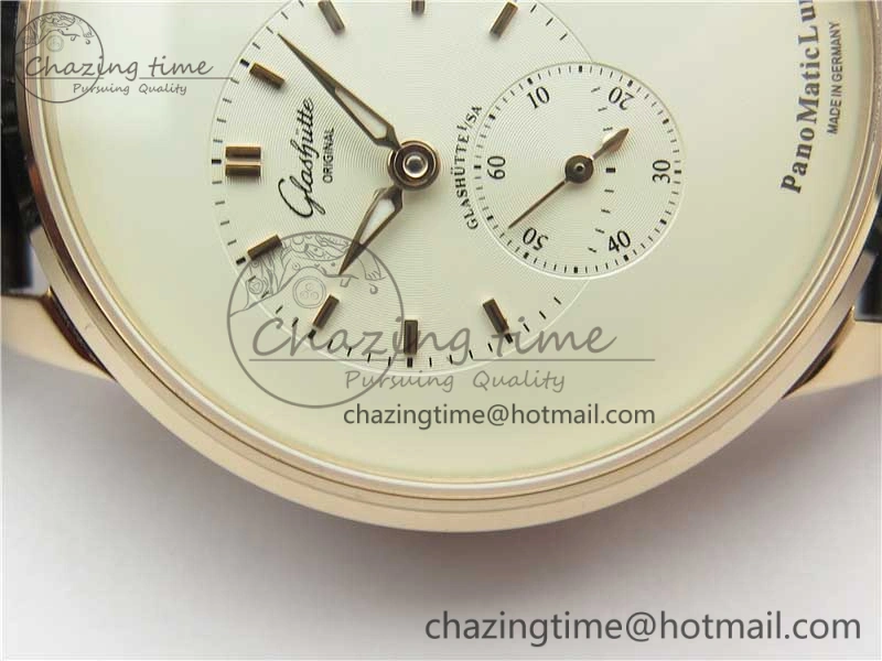EyeCatching PanoMaticLunar RG TZF White Dial on Black Leather Strap A23J 4863