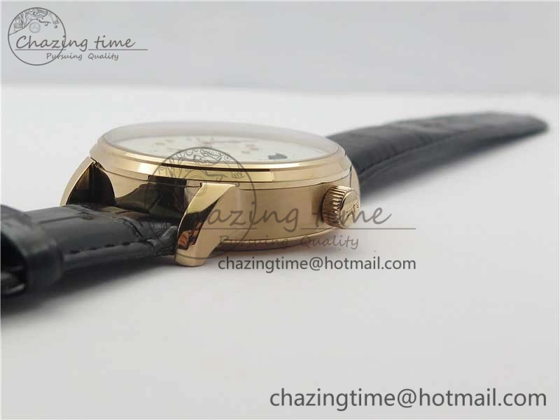 EyeCatching PanoMaticLunar RG TZF White Dial on Black Leather Strap A23J 4863