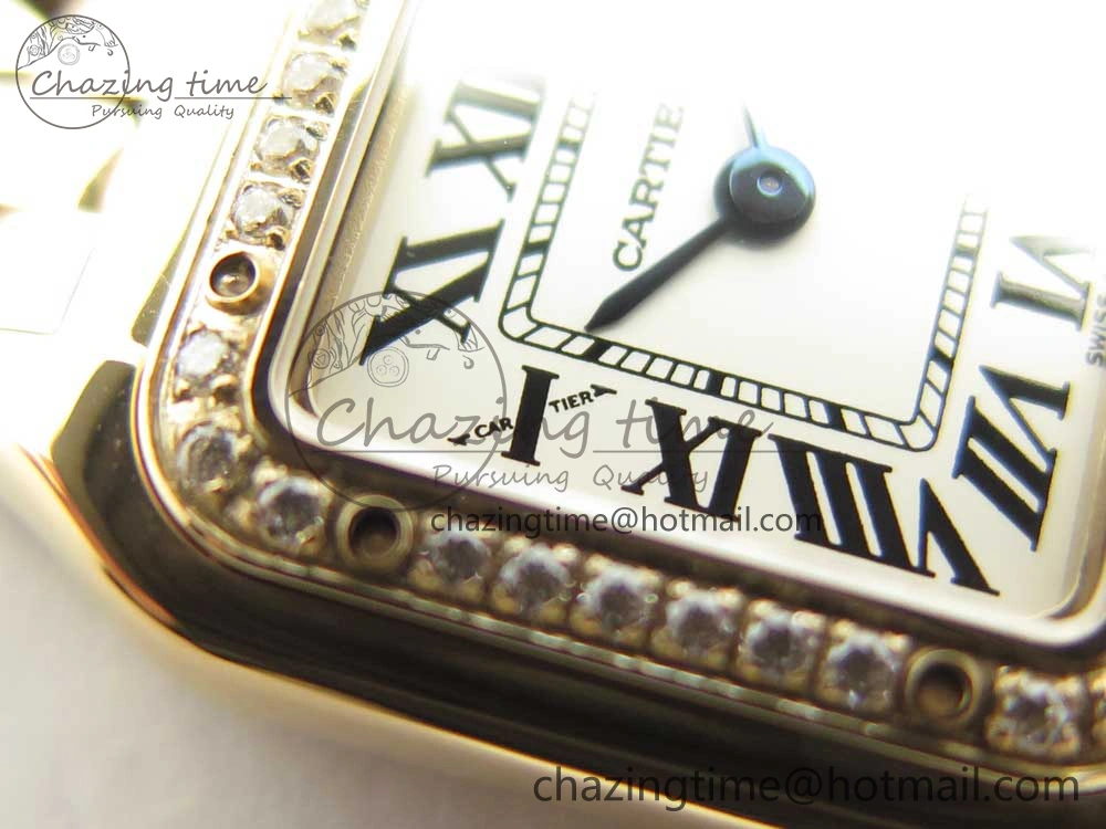 SoftTouch Panthère Secrete Ladies 22mm RG 8848F 1:1 Best Edition White Dial Diamonds Bezel on RG Bracelet Ronda Quartz 10608