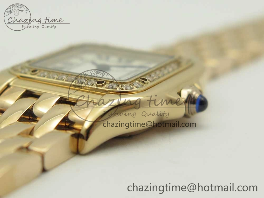 SoftTouch Panthère Secrete Ladies 22mm RG 8848F 1:1 Best Edition White Dial Diamonds Bezel on RG Bracelet Ronda Quartz 10608