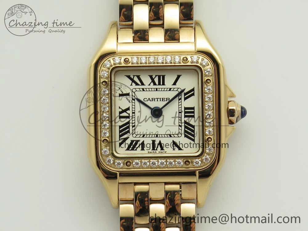 SoftTouch Panthère Secrete Ladies 22mm RG 8848F 1:1 Best Edition White Dial Diamonds Bezel on RG Bracelet Ronda Quartz 10608
