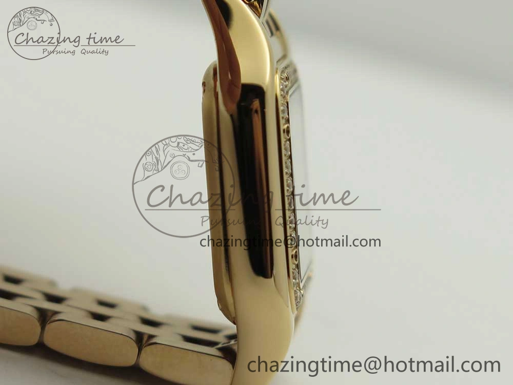 SoftTouch Panthère Secrete Ladies 22mm RG 8848F 1:1 Best Edition White Dial Diamonds Bezel on RG Bracelet Ronda Quartz 10608