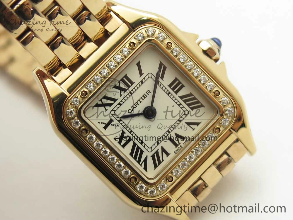 SoftTouch Panthère Secrete Ladies 22mm RG 8848F 1:1 Best Edition White Dial Diamonds Bezel on RG Bracelet Ronda Quartz 10608
