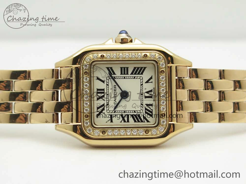 SoftTouch Panthère Secrete Ladies 22mm RG 8848F 1:1 Best Edition White Dial Diamonds Bezel on RG Bracelet Ronda Quartz 10608