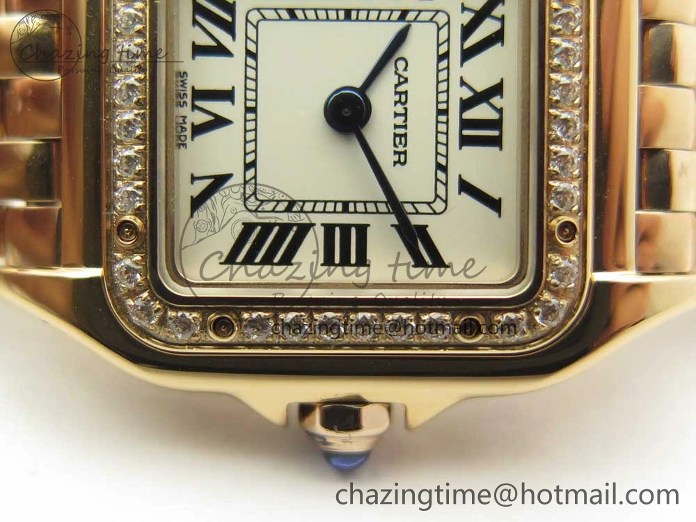 SoftTouch Panthère Secrete Ladies 22mm RG 8848F 1:1 Best Edition White Dial Diamonds Bezel on RG Bracelet Ronda Quartz 10608