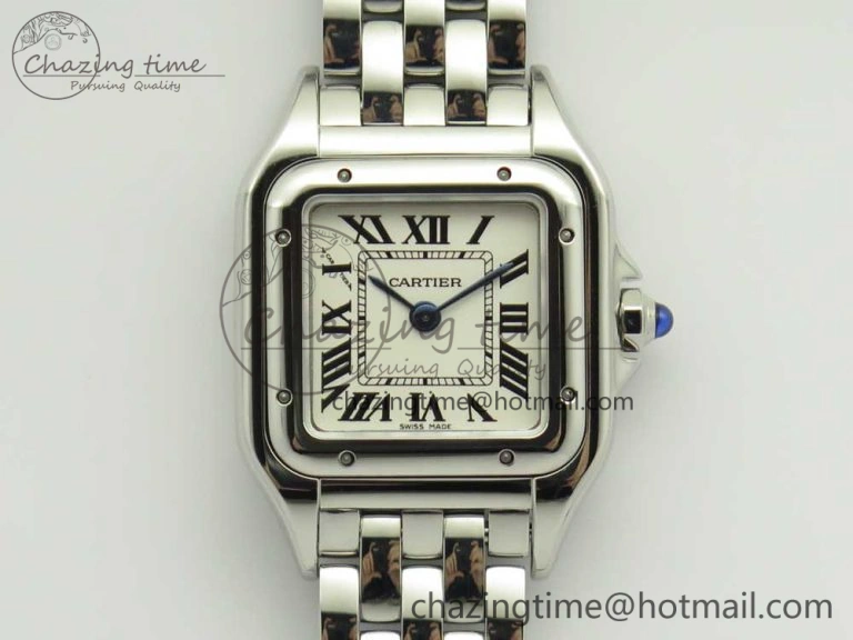 Resilient Panthère Secrete Ladies 22mm SS 8848F 1:1 Best Edition White Dial on SS Bracelet Ronda Quartz 6186