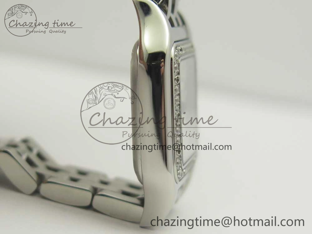 Snug Panthère Secrete Ladies 22mm SS Diamonds Bezel 8848F 1:1 Best Edition White Dial on SS Bracelet Ronda Quartz 6178