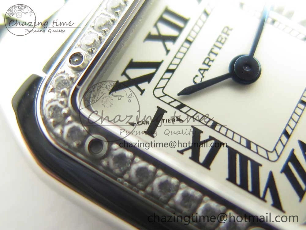 Snug Panthère Secrete Ladies 22mm SS Diamonds Bezel 8848F 1:1 Best Edition White Dial on SS Bracelet Ronda Quartz 6178