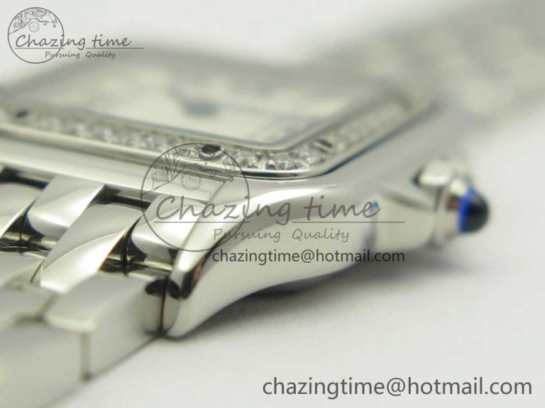 Snug Panthère Secrete Ladies 22mm SS Diamonds Bezel 8848F 1:1 Best Edition White Dial on SS Bracelet Ronda Quartz 6178