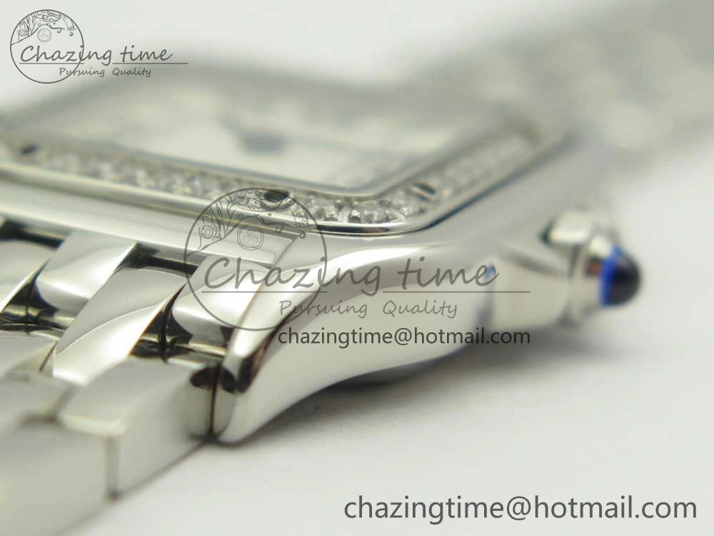 Snug Panthère Secrete Ladies 22mm SS Diamonds Bezel 8848F 1:1 Best Edition White Dial on SS Bracelet Ronda Quartz 6178