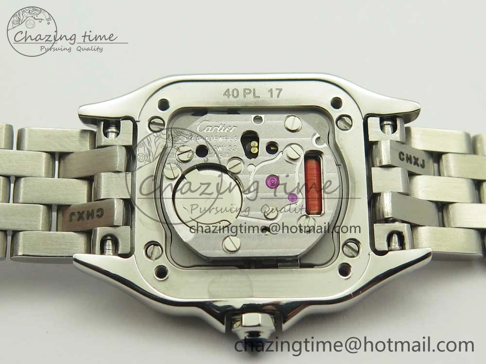 Snug Panthère Secrete Ladies 22mm SS Diamonds Bezel 8848F 1:1 Best Edition White Dial on SS Bracelet Ronda Quartz 6178