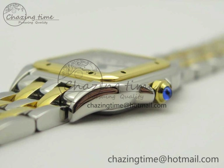 Stylish Panthère Secrete Ladies 22mm SS YG 8848F 1:1 Best Edition White Dial on SS YG Bracelet Ronda Quartz 6140