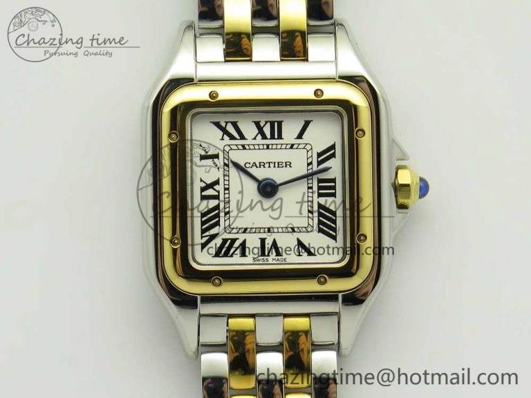 Youthful Panthère Secrete Ladies 22mm SS YG 8848F 1:1 Best Edition White Dial on SS YG Bracelet Ronda Quartz 10612