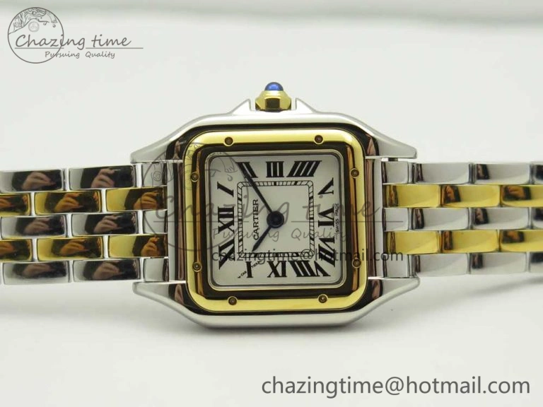 Stylish Panthère Secrete Ladies 22mm SS YG 8848F 1:1 Best Edition White Dial on SS YG Bracelet Ronda Quartz 6140