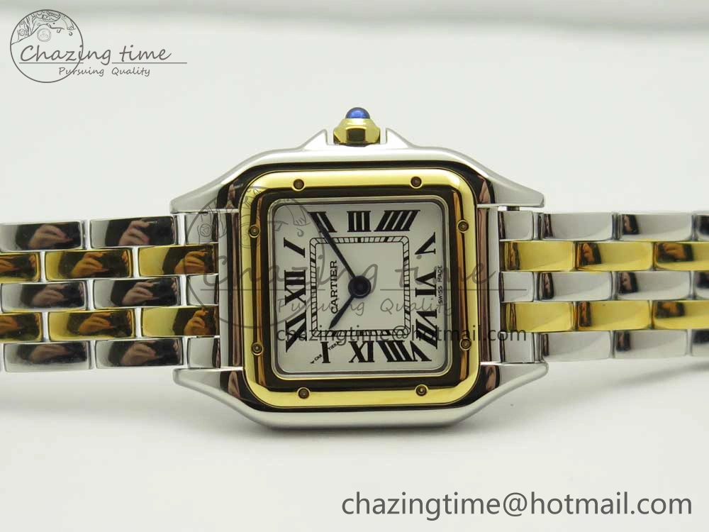 Stylish Panthère Secrete Ladies 22mm SS YG 8848F 1:1 Best Edition White Dial on SS YG Bracelet Ronda Quartz 6140
