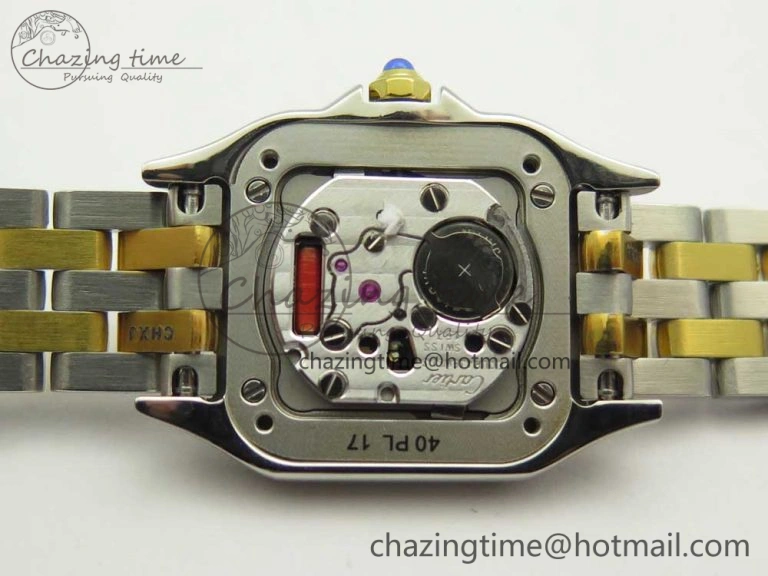 Stylish Panthère Secrete Ladies 22mm SS YG 8848F 1:1 Best Edition White Dial on SS YG Bracelet Ronda Quartz 6140