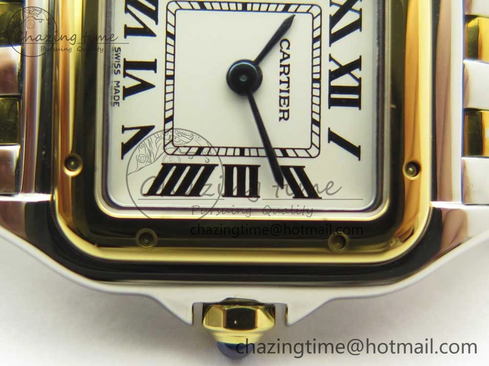 Stylish Panthère Secrete Ladies 22mm SS YG 8848F 1:1 Best Edition White Dial on SS YG Bracelet Ronda Quartz 6140