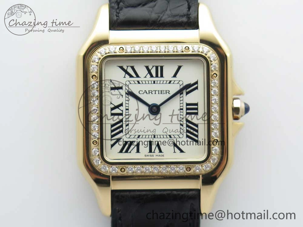 Panthère Secrete Ladies 27mm RG 8848F 1:1 Best Edition White Dial Diamonds Bezel on Black Croco Strap Ronda Quartz Lightweight 10618