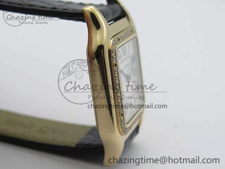 Panthère Secrete Ladies 27mm RG 8848F 1:1 Best Edition White Dial Diamonds Bezel on Black Croco Strap Ronda Quartz Lightweight 10618