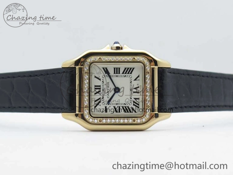 Panthère Secrete Ladies 27mm RG 8848F 1:1 Best Edition White Dial Diamonds Bezel on Black Croco Strap Ronda Quartz Lightweight 10618