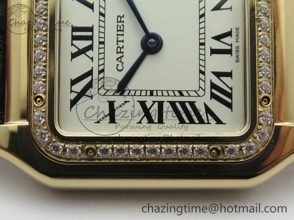 Panthère Secrete Ladies 27mm RG 8848F 1:1 Best Edition White Dial Diamonds Bezel on Black Croco Strap Ronda Quartz Lightweight 10618