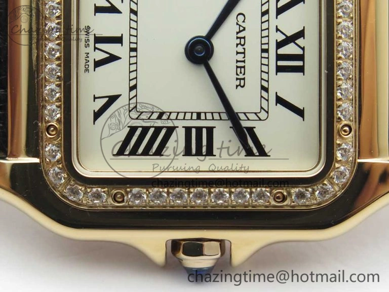 Panthère Secrete Ladies 27mm RG 8848F 1:1 Best Edition White Dial Diamonds Bezel on Black Croco Strap Ronda Quartz Lightweight 10618