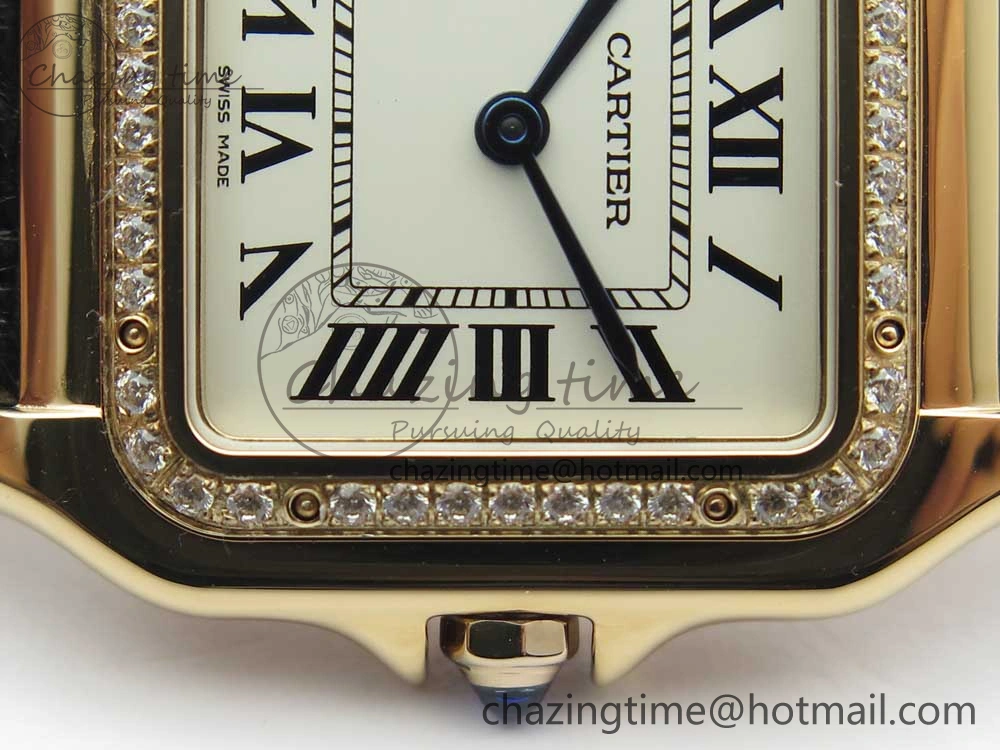 Panthère Secrete Ladies 27mm RG 8848F 1:1 Best Edition White Dial Diamonds Bezel on Black Croco Strap Ronda Quartz Lightweight 10618