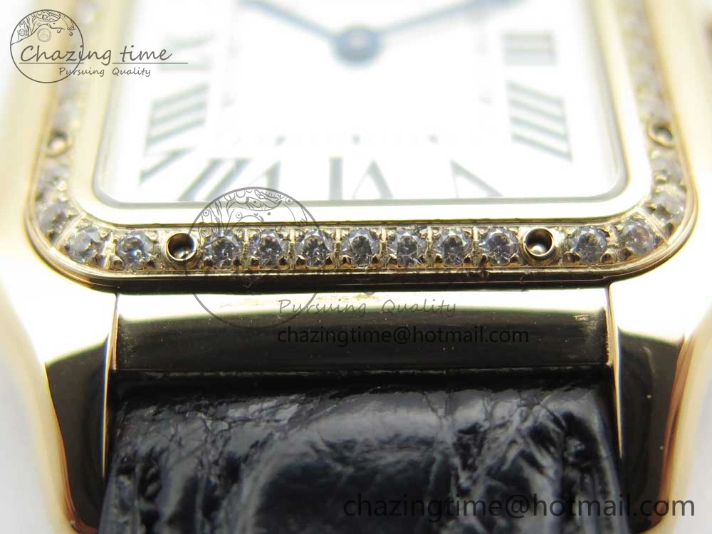 Panthère Secrete Ladies 27mm RG 8848F 1:1 Best Edition White Dial Diamonds Bezel on Black Croco Strap Ronda Quartz Lightweight 10618