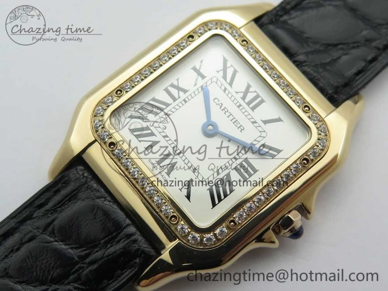 Panthère Secrete Ladies 27mm RG 8848F 1:1 Best Edition White Dial Diamonds Bezel on Black Croco Strap Ronda Quartz Lightweight 10618