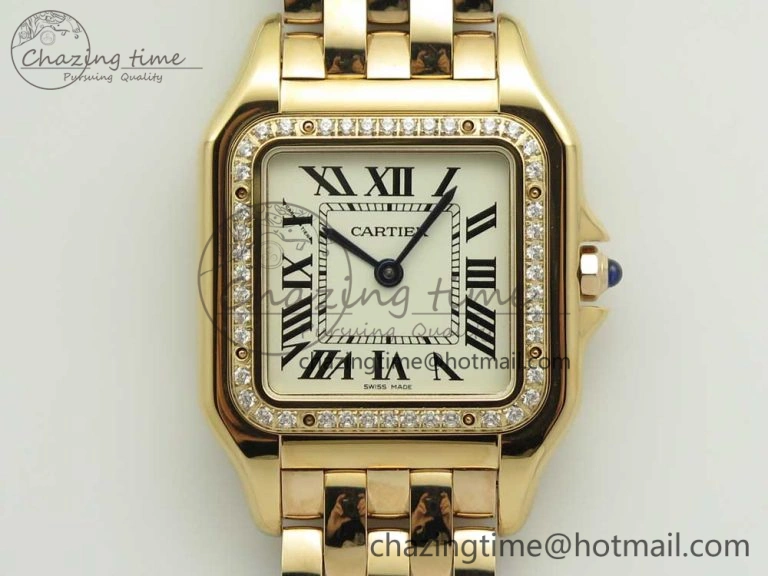Colorful Panthère Secrete Ladies 27mm RG 8848F 1:1 Best Edition White Dial Diamonds Bezel on RG Bracelet Ronda Quartz 10609