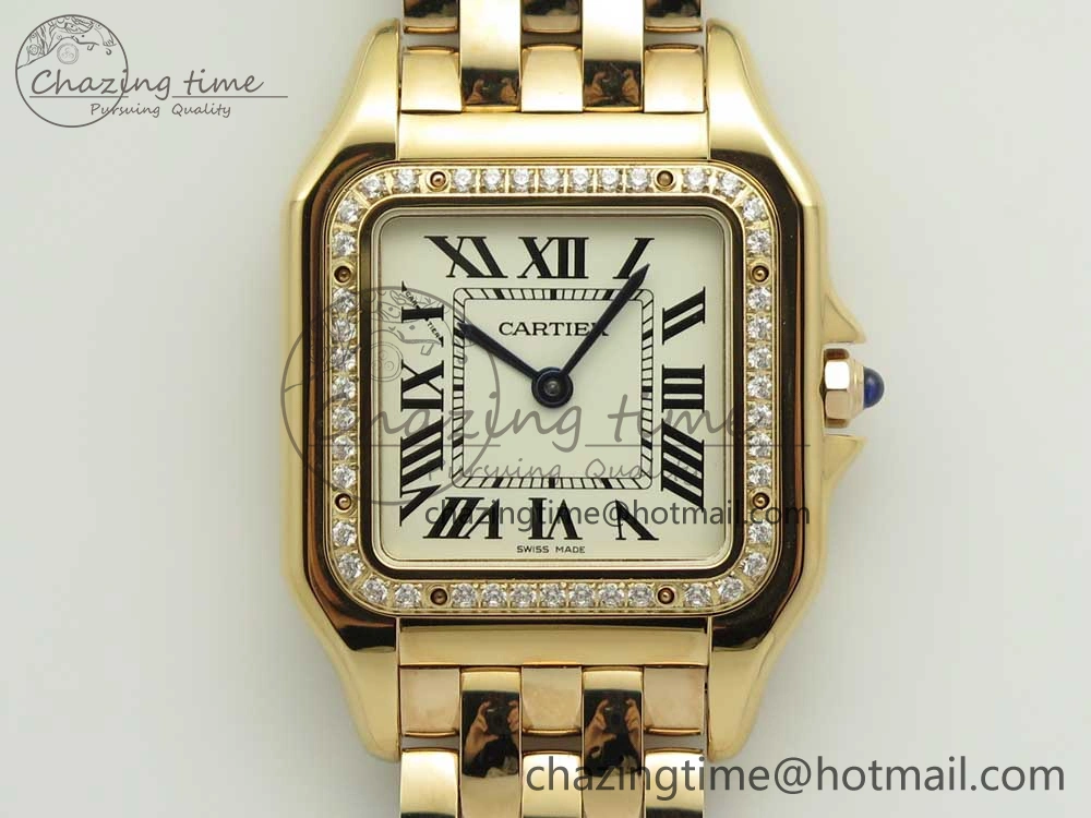 Minimalist Panthère Secrete Ladies 27mm RG 8848F 1:1 Best Edition White Dial Diamonds Bezel on RG Bracelet Ronda Quartz 6138