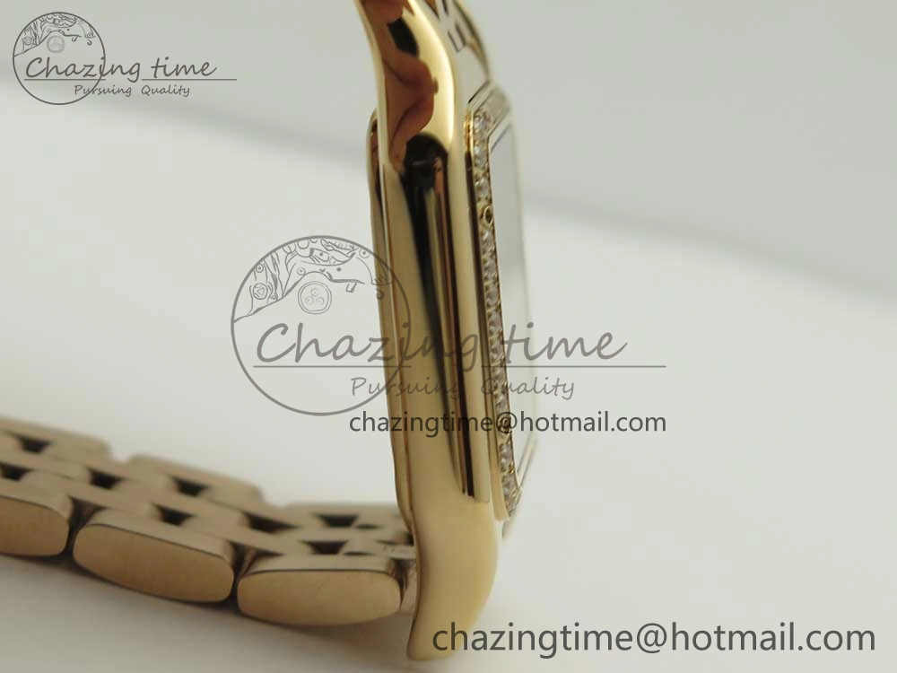 Minimalist Panthère Secrete Ladies 27mm RG 8848F 1:1 Best Edition White Dial Diamonds Bezel on RG Bracelet Ronda Quartz 6138