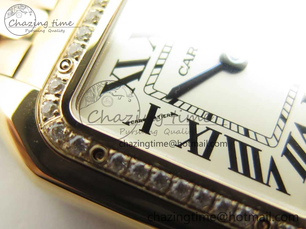 Minimalist Panthère Secrete Ladies 27mm RG 8848F 1:1 Best Edition White Dial Diamonds Bezel on RG Bracelet Ronda Quartz 6138