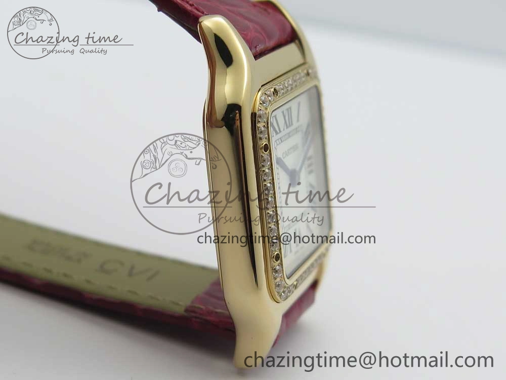 Panthère Secrete Ladies 27mm RG 8848F 1:1 Best Edition White Dial Diamonds Bezel on Red Croco Strap Ronda Quartz Stretchable 10616