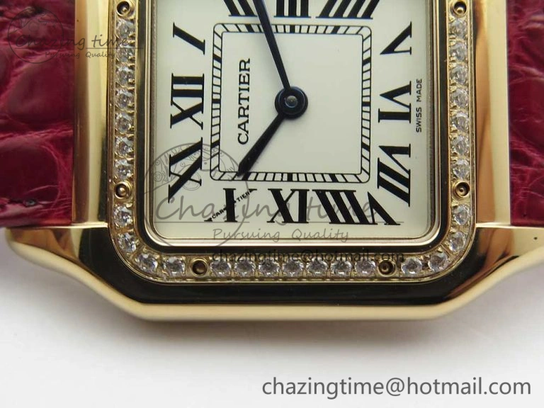 Panthère Secrete Ladies 27mm RG 8848F 1:1 Best Edition White Dial Diamonds Bezel on Red Croco Strap Ronda Quartz Stretchable 10616