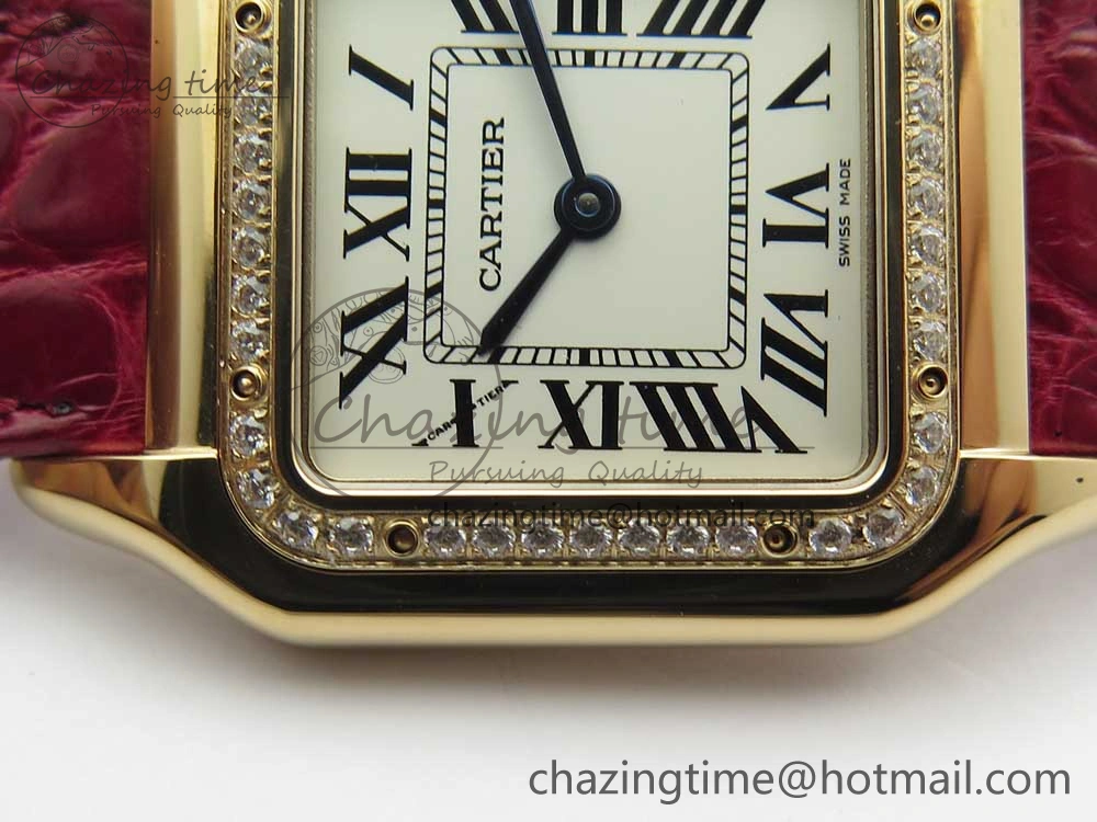 Panthère Secrete Ladies 27mm RG 8848F 1:1 Best Edition White Dial Diamonds Bezel on Red Croco Strap Ronda Quartz Stretchable 10616