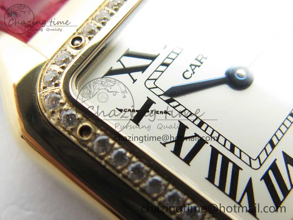 Panthère Secrete Ladies 27mm RG 8848F 1:1 Best Edition White Dial Diamonds Bezel on Red Croco Strap Ronda Quartz Stretchable 10616