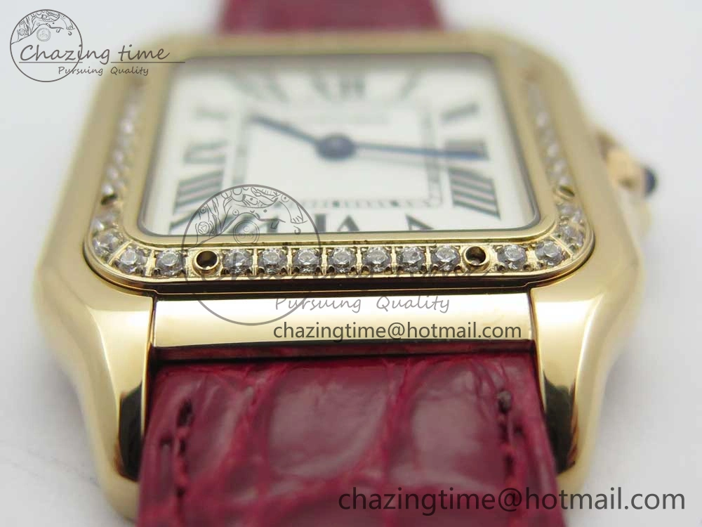 Panthère Secrete Ladies 27mm RG 8848F 1:1 Best Edition White Dial Diamonds Bezel on Red Croco Strap Ronda Quartz Stretchable 10616