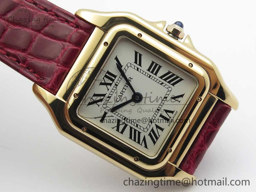 Chic Panthère Secrete Ladies 27mm RG 8848F 1:1 Best Edition White Dial on Red Croco Strap Ronda Quartz 6154