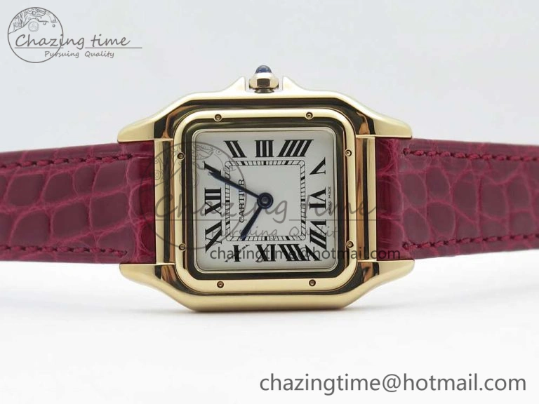 Chic Panthère Secrete Ladies 27mm RG 8848F 1:1 Best Edition White Dial on Red Croco Strap Ronda Quartz 6154