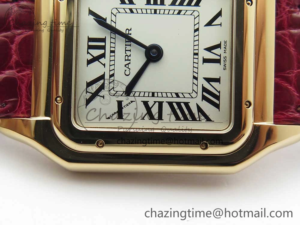 Chic Panthère Secrete Ladies 27mm RG 8848F 1:1 Best Edition White Dial on Red Croco Strap Ronda Quartz 6154
