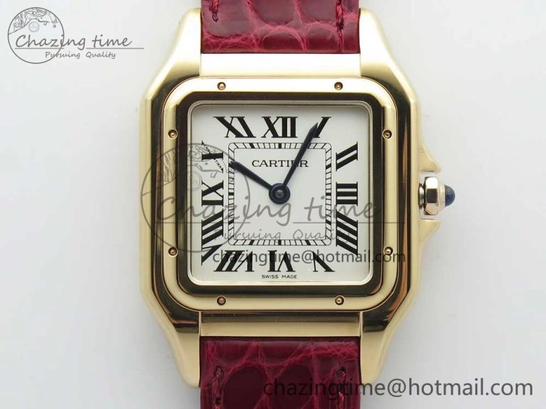 ZipUp Panthère Secrete Ladies 27mm RG 8848F 1:1 Best Edition White Dial on Red Croco Strap Ronda Quartz 10615