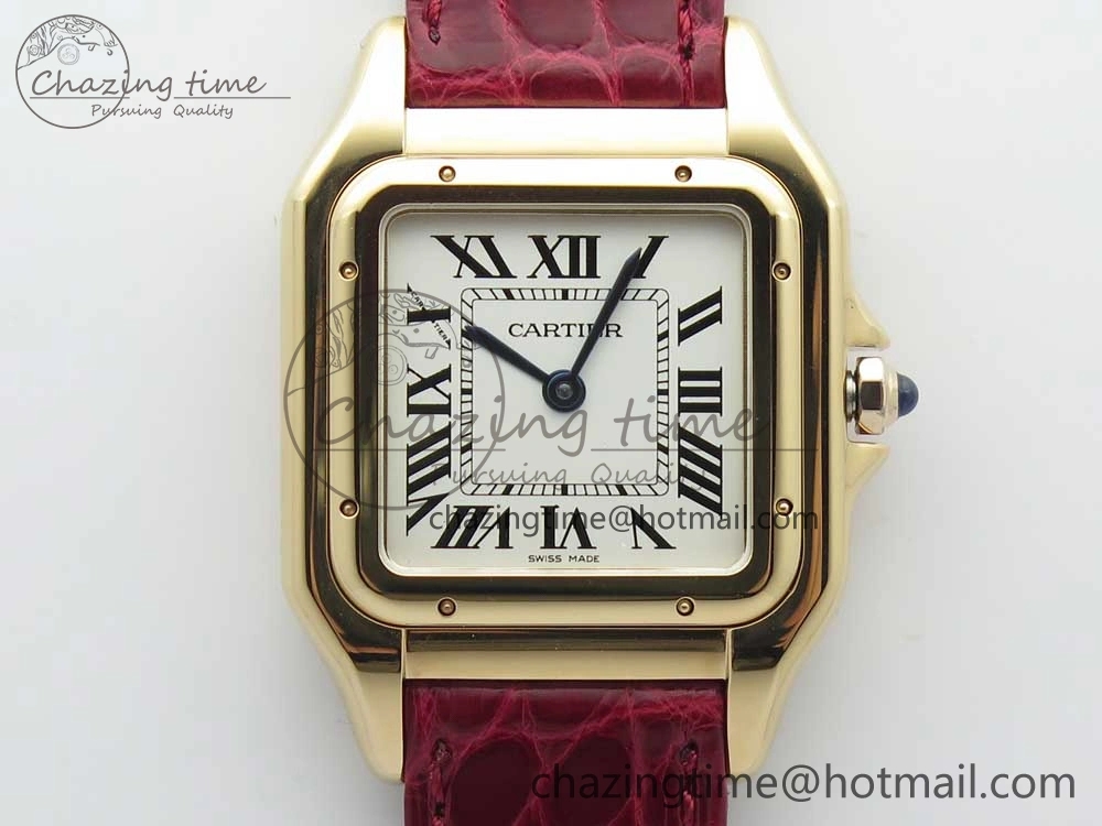 Chic Panthère Secrete Ladies 27mm RG 8848F 1:1 Best Edition White Dial on Red Croco Strap Ronda Quartz 6154