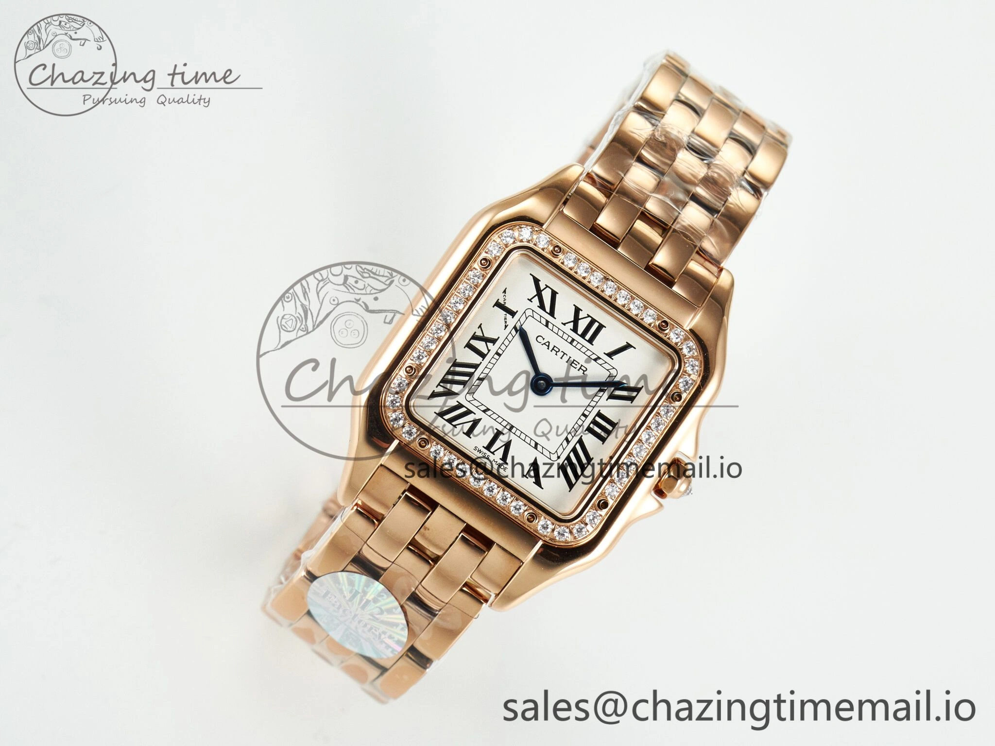 RelaxedFit Panthère Secrete Ladies 27mm RG J12F 1:1 Best Edition White Dial Diamonds Bezel on RG Bracelet Ronda Quartz 5852