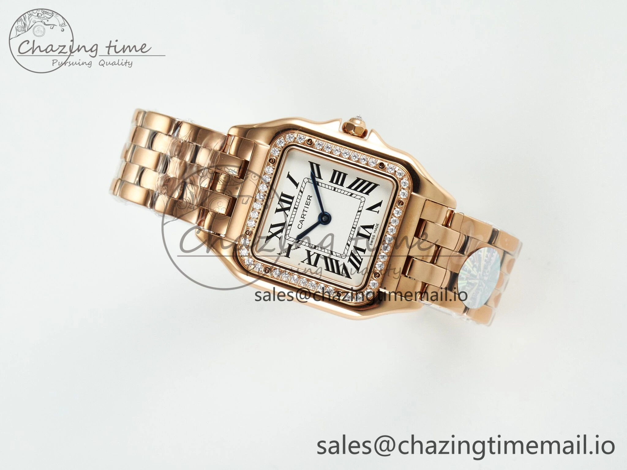 RelaxedFit Panthère Secrete Ladies 27mm RG J12F 1:1 Best Edition White Dial Diamonds Bezel on RG Bracelet Ronda Quartz 5852
