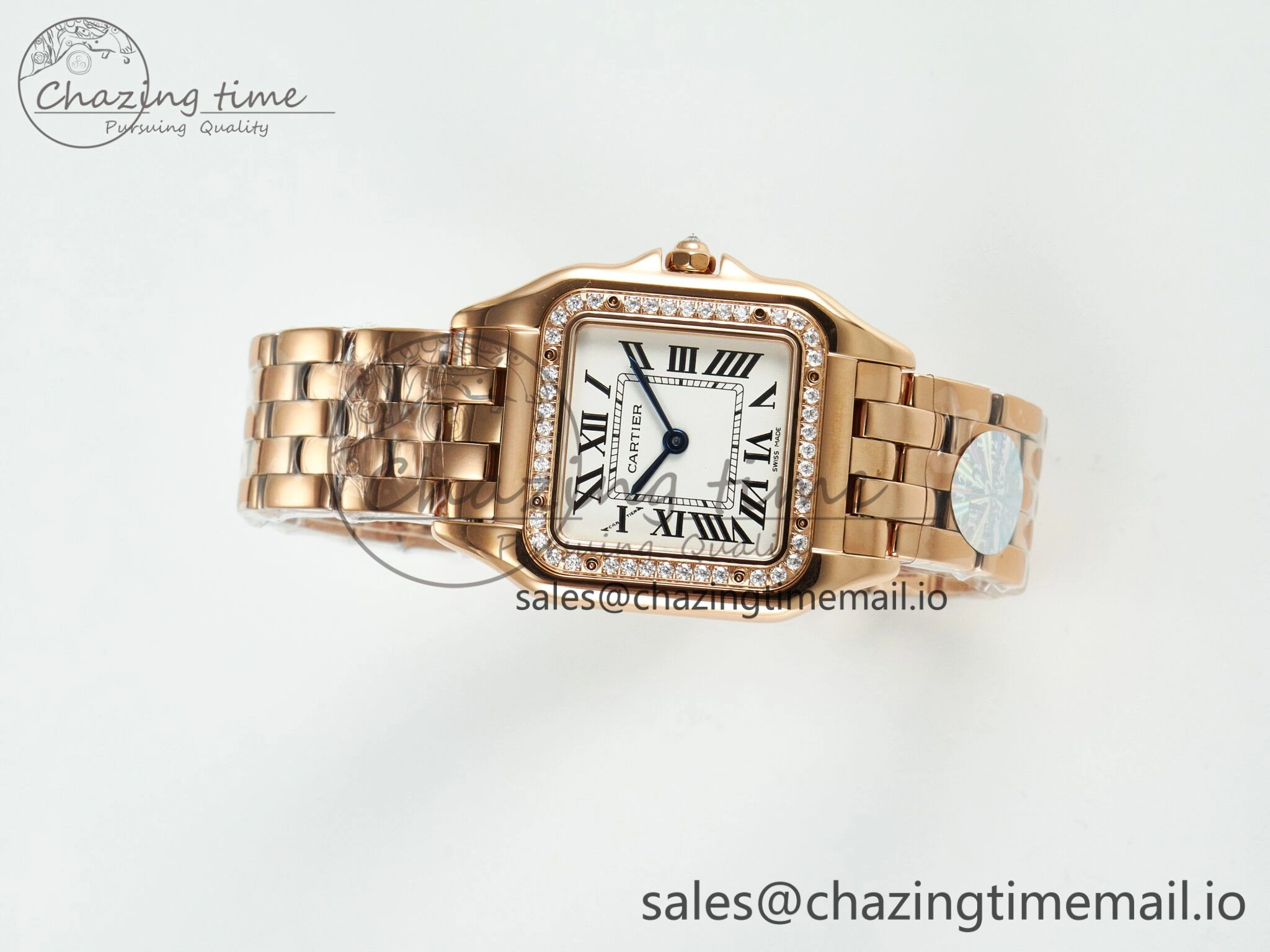 RelaxedFit Panthère Secrete Ladies 27mm RG J12F 1:1 Best Edition White Dial Diamonds Bezel on RG Bracelet Ronda Quartz 5852