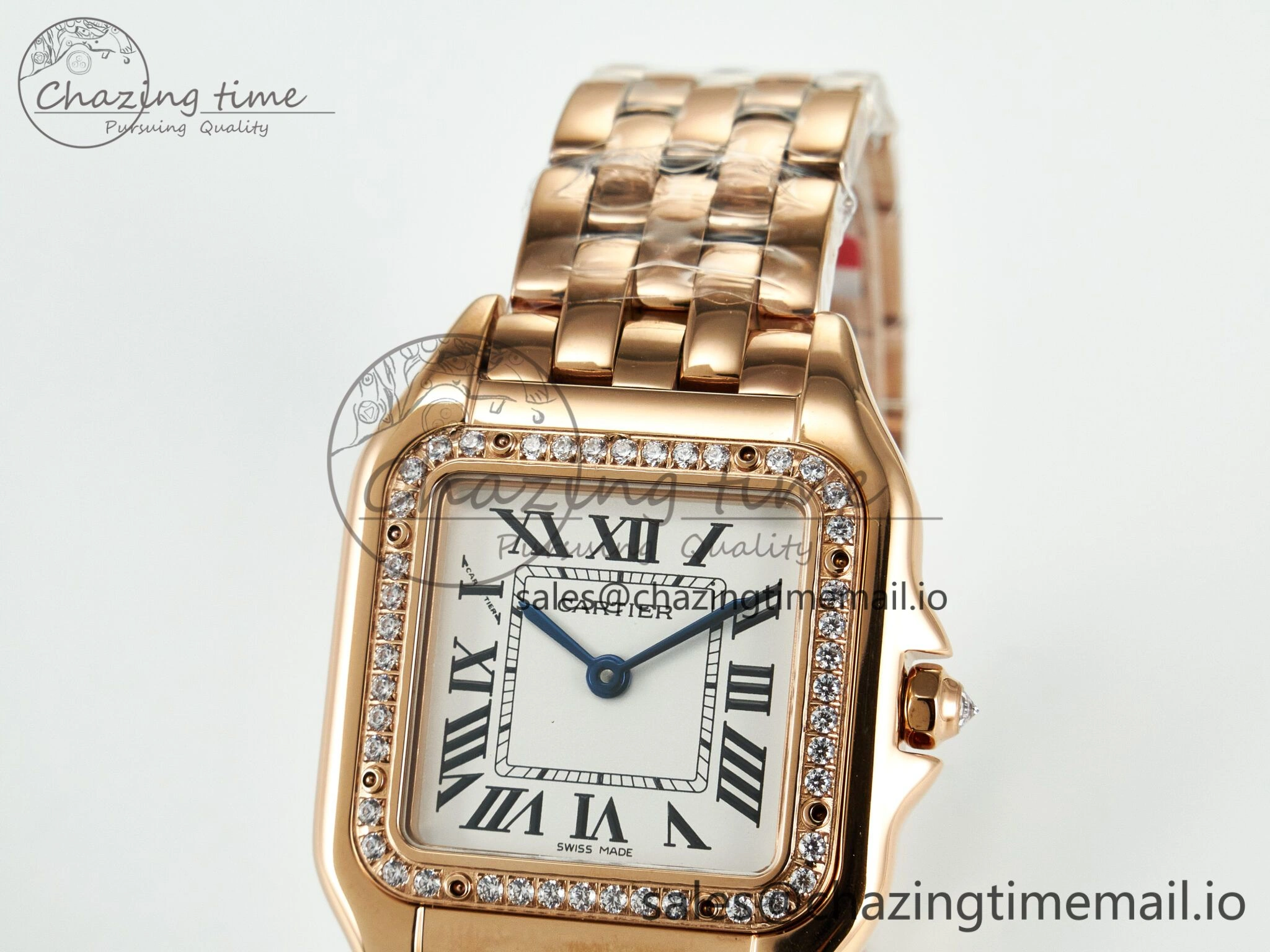 RelaxedFit Panthère Secrete Ladies 27mm RG J12F 1:1 Best Edition White Dial Diamonds Bezel on RG Bracelet Ronda Quartz 5852